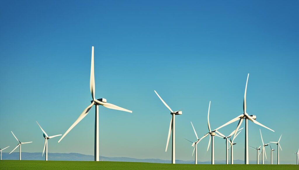 energia wiatrowa - turbiny wiatrowe na tle nieba